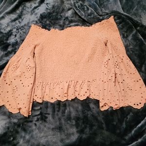 Express Dusty Pink Bell Sleeve Crop Top